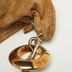 Jimmy Choo Gold Shimmering Suede Solar Hobo