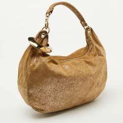 Jimmy Choo Gold Shimmering Suede Solar Hobo