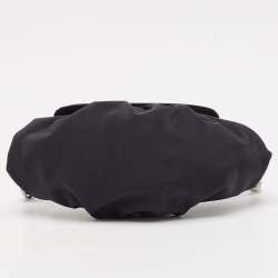 Jimmy Choo Black Satin Crystals Embellished Flap Pochette Bag