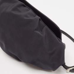 Jimmy Choo Black Satin Crystals Embellished Flap Pochette Bag
