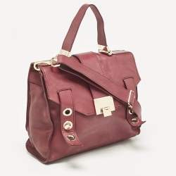 Jimmy Choo Burgundy Leather Pauline Top Handle Bag