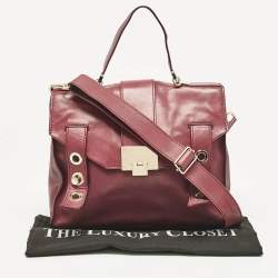 Jimmy Choo Burgundy Leather Pauline Top Handle Bag