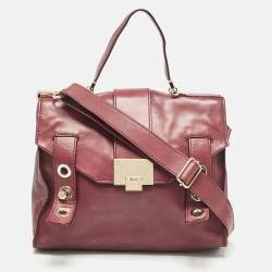 Jimmy Choo Burgundy Leather Pauline Top Handle Bag