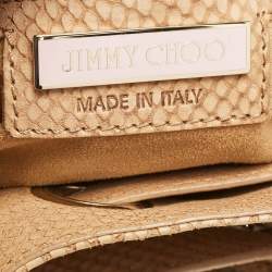 Jimmy Choo Beige Snakeskin Embossed and Watersnake Leather Riki Tote
