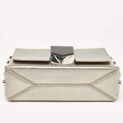Pre Owned Jimmy Choo Silver Leather Lockett City Shoulder Bag