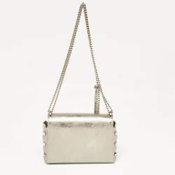 Pre Owned Jimmy Choo Silver Leather Lockett City Shoulder Bag