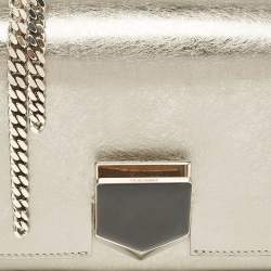 Pre Owned Jimmy Choo Silver Leather Lockett City Shoulder Bag