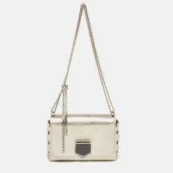 Pre Owned Jimmy Choo Silver Leather Lockett City Shoulder Bag