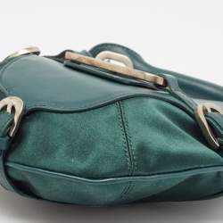 Jimmy Choo Green Leather and Satin Mini Tulita Hobo