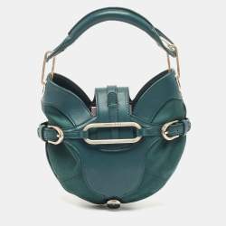 Jimmy Choo Green Leather and Satin Mini Tulita Hobo