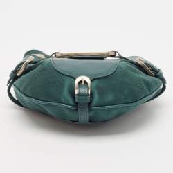 Jimmy Choo Green Leather and Satin Mini Tulita Hobo