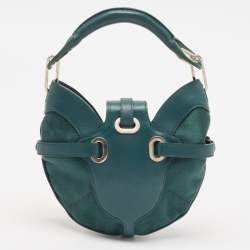 Jimmy Choo Green Leather and Satin Mini Tulita Hobo
