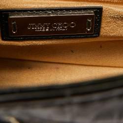 Pre Owned Jimmy Choo Black Croc Embossed Leather Rosalie Top Handle Bag