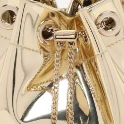 Pre Owned Jimmy Choo Gold Mirror Leather BonBon Bucket Bag