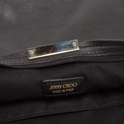 Jimmy Choo Black Leather Embellished Clutch