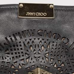 Jimmy Choo Black Leather Embellished Clutch