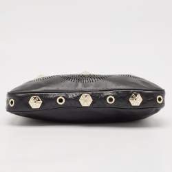 Jimmy Choo Black Leather Embellished Clutch