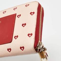 Pre Owned Jimmy Choo Pink/Red Leather Milly Sweetheart Zip Around Wallet