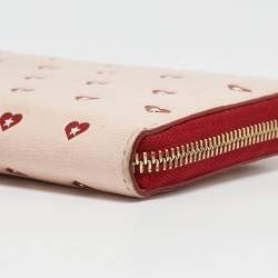 Pre Owned Jimmy Choo Pink/Red Leather Milly Sweetheart Zip Around Wallet