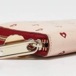 Pre Owned Jimmy Choo Pink/Red Leather Milly Sweetheart Zip Around Wallet