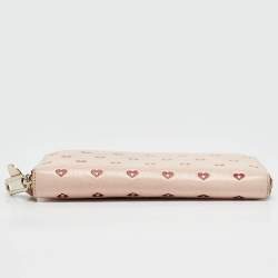 Pre Owned Jimmy Choo Pink/Red Leather Milly Sweetheart Zip Around Wallet