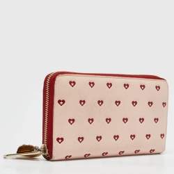 Pre Owned Jimmy Choo Pink/Red Leather Milly Sweetheart Zip Around Wallet