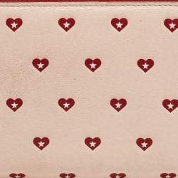 Pre Owned Jimmy Choo Pink/Red Leather Milly Sweetheart Zip Around Wallet