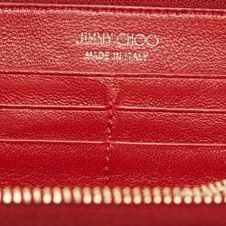 Pre Owned Jimmy Choo Pink/Red Leather Milly Sweetheart Zip Around Wallet