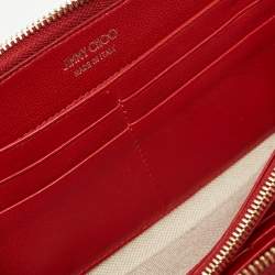 Pre Owned Jimmy Choo Pink/Red Leather Milly Sweetheart Zip Around Wallet