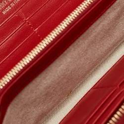 Pre Owned Jimmy Choo Pink/Red Leather Milly Sweetheart Zip Around Wallet