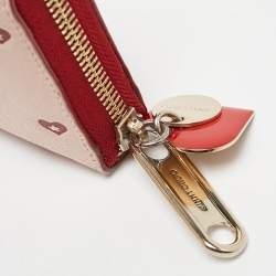 Pre Owned Jimmy Choo Pink/Red Leather Milly Sweetheart Zip Around Wallet