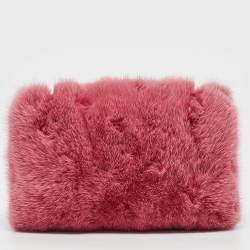 Jimmy Choo Candy Pink Mink Fur Lockett Envelope Mini Clutch