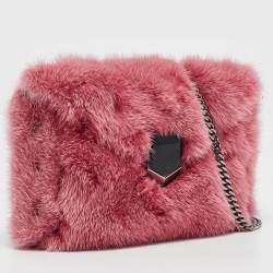 Jimmy Choo Candy Pink Mink Fur Lockett Envelope Mini Clutch