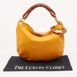 Jimmy Choo Mustard Snakeskin and Leather Sky Bangle Hobo