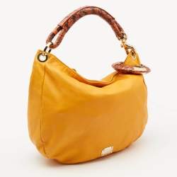 Jimmy Choo Mustard Snakeskin and Leather Sky Bangle Hobo