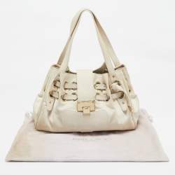 Pre Owned Jimmy Choo Off White Leather Riki Tote