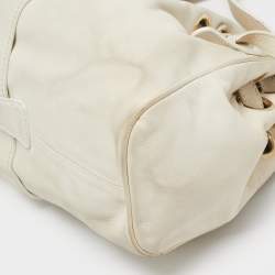 Pre Owned Jimmy Choo Off White Leather Riki Tote