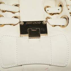 Pre Owned Jimmy Choo Off White Leather Riki Tote
