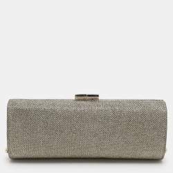 Pre Owned Jimmy Choo Gold Glitter Lurex Fabric Twill Tube Clutch