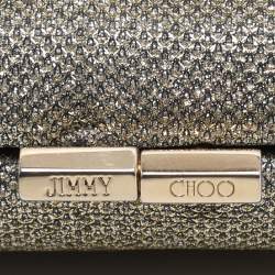 Pre Owned Jimmy Choo Gold Glitter Lurex Fabric Twill Tube Clutch