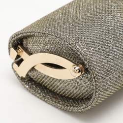 Pre Owned Jimmy Choo Gold Glitter Lurex Fabric Twill Tube Clutch