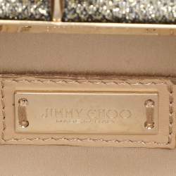 Pre Owned Jimmy Choo Gold Glitter Lurex Fabric Twill Tube Clutch