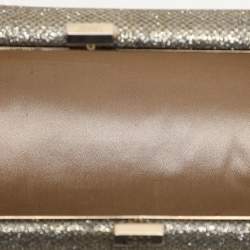 Pre Owned Jimmy Choo Gold Glitter Lurex Fabric Twill Tube Clutch