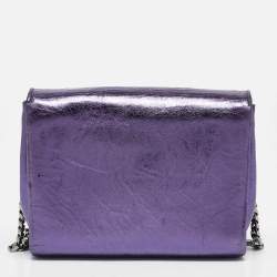 Jimmy Choo Metallic Purple Leather Ava Crossbody Bag