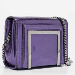 Jimmy Choo Metallic Purple Leather Ava Crossbody Bag