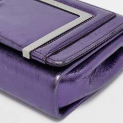Jimmy Choo Metallic Purple Leather Ava Crossbody Bag