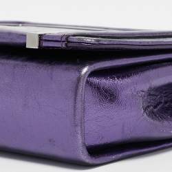 Jimmy Choo Metallic Purple Leather Ava Crossbody Bag
