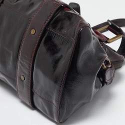 Jimmy Choo Burgundy Patent Leather and Suede Malena Satchel
