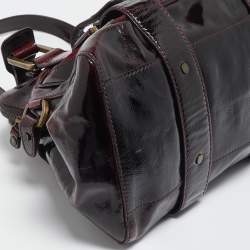 Jimmy Choo Burgundy Patent Leather and Suede Malena Satchel