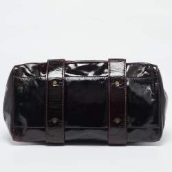 Jimmy Choo Burgundy Patent Leather and Suede Malena Satchel